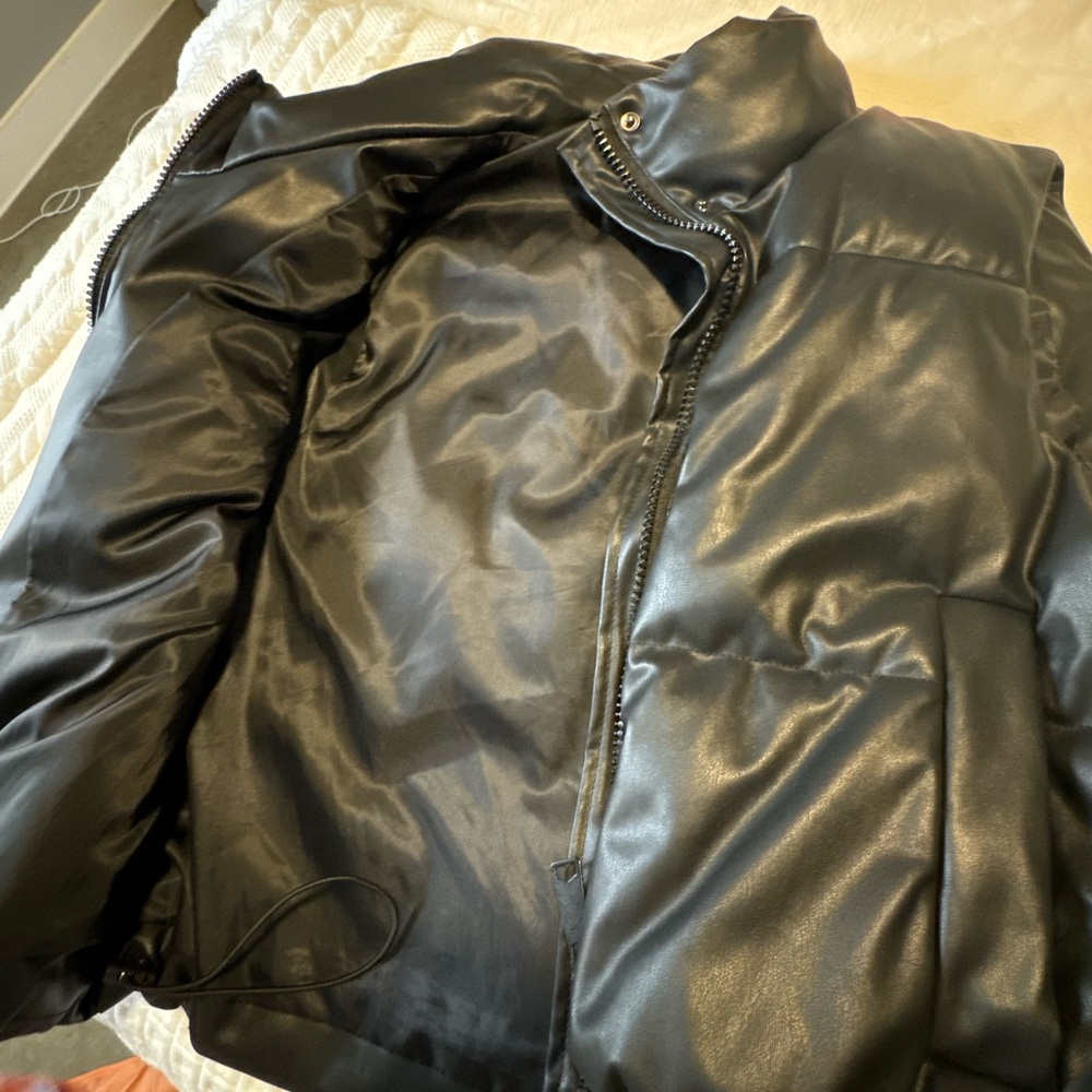 Vegan Leather puffer vest